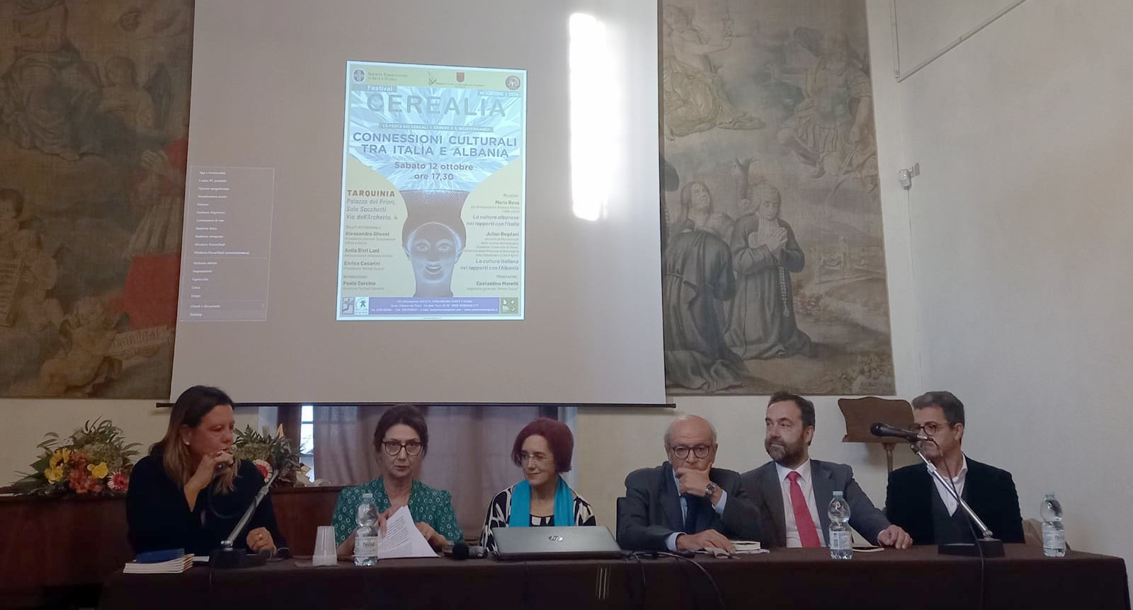 Momenti dalla serata di Tarquinia. Da sinistra Sileoni, Bitri Lani, Sarcina, Bova, Moretti, Bogdani